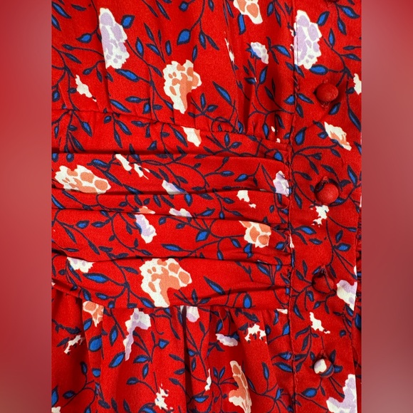 Walter Baker Clara Top Red Apple Blossom Printed Peplum Floral Blouse Small $158 - Picture 12 of 13